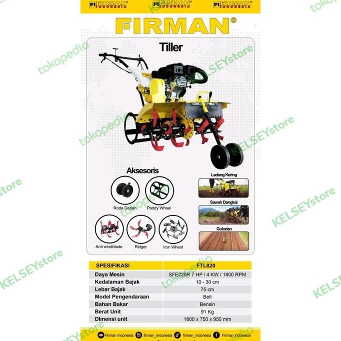 %%%%] Cultivator Firman FTL820 / Traktor Bajak Sawah FTL 820