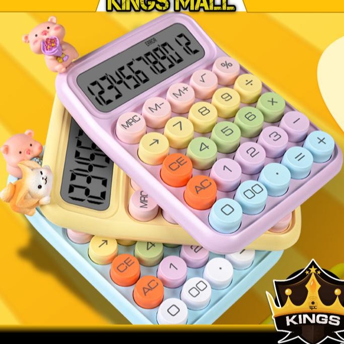 

Kings 6187 Kalkulator Lucu Warna Macaron 12 Dit Display Besar Keyboard Dot Mekanik