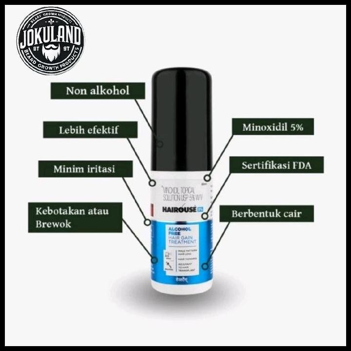 Terlaris Hairouse Minoxidil 5% - Non Alkohol Hairouse Original India Menumbuhkan Brewok Dan Rambut G