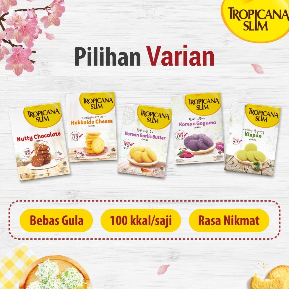 

Twin Pack - Tropicana Slim Hokkaido Cheese Cookies (5 Sch) - Snack Biskuit Bebas Gula, 100 Kal