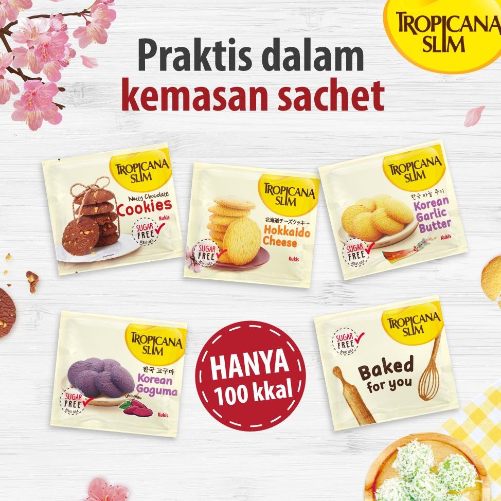 

Twin Pack - Tropicana Slim Klepon Cookies (5 Sch) - Snack Bebas Gula, 100 Kal