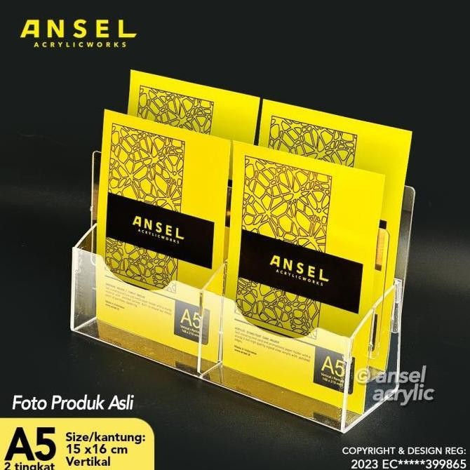 

NEW TEMPAT BROSUR AKRILIK 2 TINGKAT UK. A5 TIPE E2 - 2 SUSUN [ACRYLIC DISPLAY HOLDER, KANTONG FLYER, STANDING]