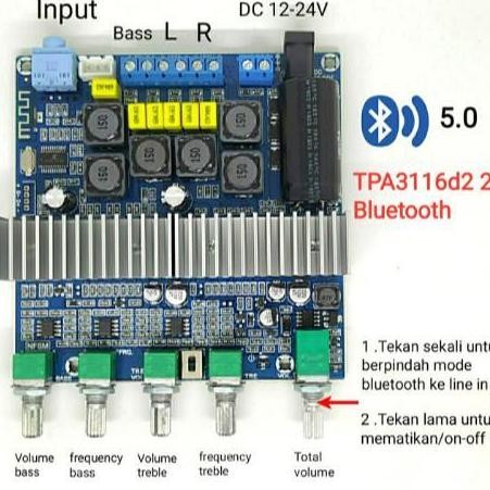 READY DIGITAL KIT AMPLIFIER CLASS D TPA3116D2 2.1 BLUETOOTH 2X50W 100W SUB