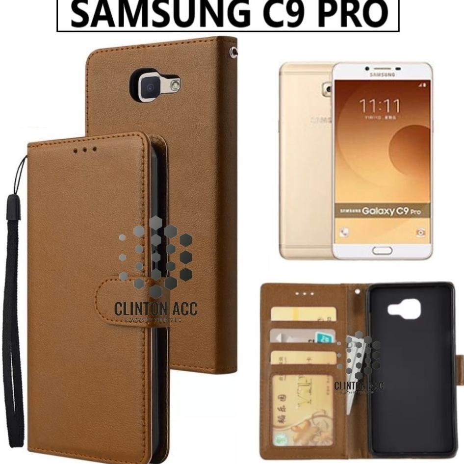 Case C9 Pro Flip Wallet Leather Dompet Kulit Softcase Flip Cover Sarung Buka Tutup Flip Case C9 Pro