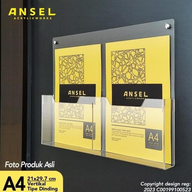 

NEW TEMPAT BROSUR AKRILIK DINDING GANTUNG HOLDER - 2 KANTONG A4 - TIPE D2