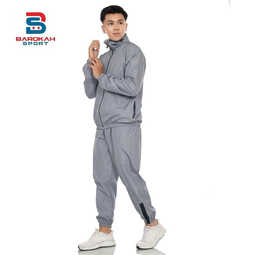 oneset jaket celana olahraga parasut jaket sauna suit running setelan olahraga parasut jogging gym N