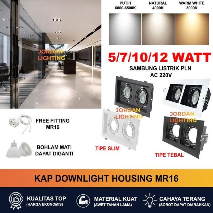 Rumah Lampu Downlight Halogen Double Fitting Mr16