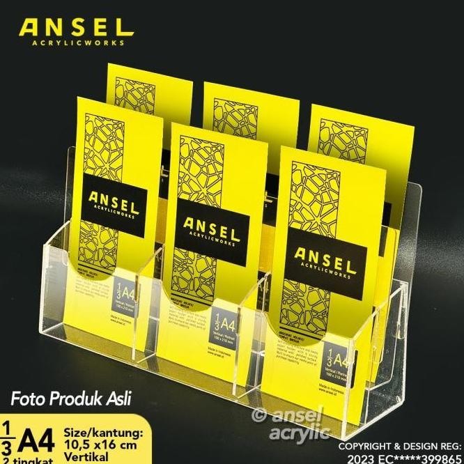 

NEW TEMPAT BROSUR AKRILIK 2 TINGKAT [ 1/3 A4 - A6 ] TIPE E3 - 2 SUSUN [ACRYLIC DISPLAY HOLDER, KANTONG FLYER, STANDING]