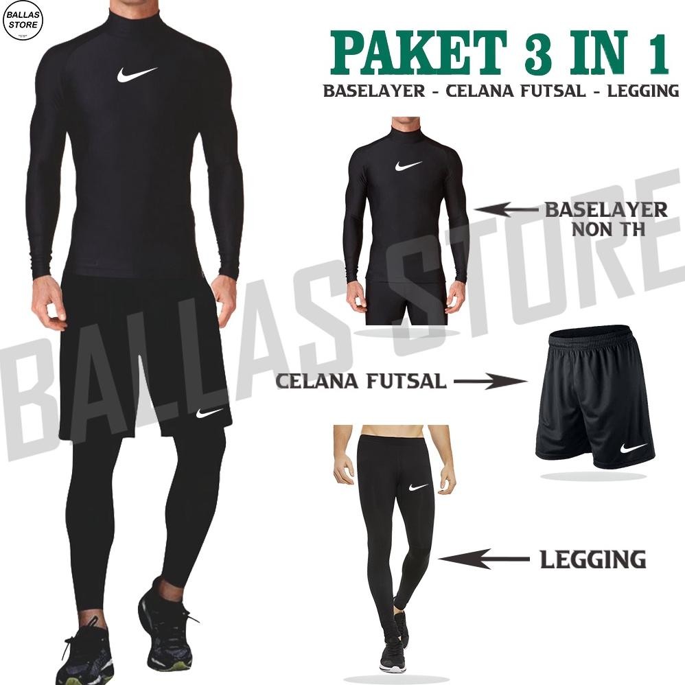 PAKET SETELAN BASELAYER MANSET LEHER TINGGI LEGGING MANSET PRIA DAN CELANA FUTSAL SEPEDA VOLI FITNES