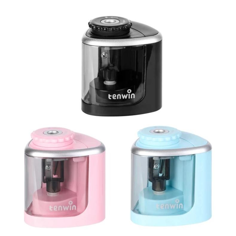 

Tenwin Electric/Manual 2 In 1 Pencil Portable Sharpener Safe Student Helical Steel Blade Kids Adults Auto Pencil Sharpener 8005