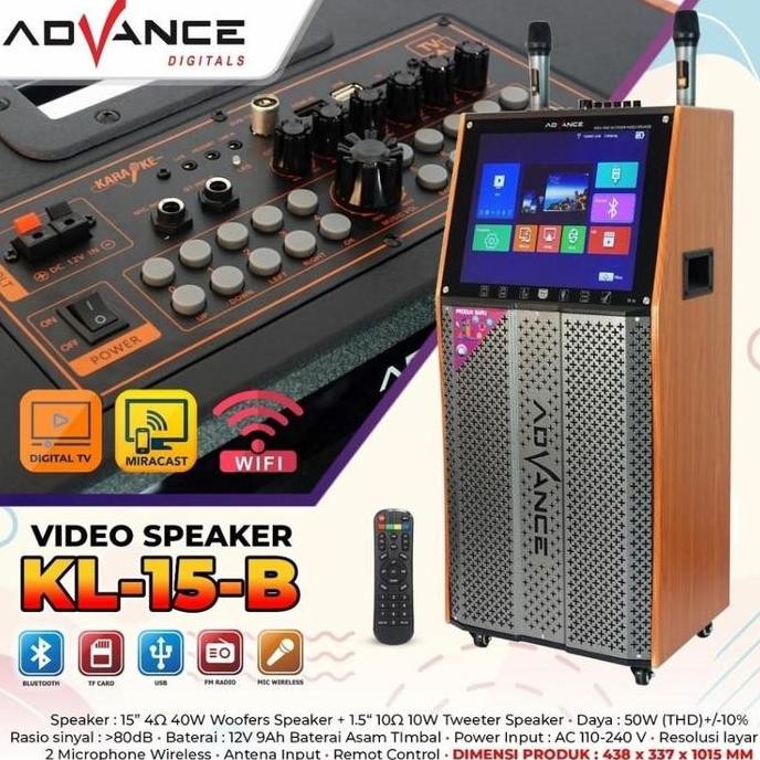 Produk Unggulan] Advance KL-15B / KL15B Speaker Portable Karaoke Meeting With LCD TV Digital