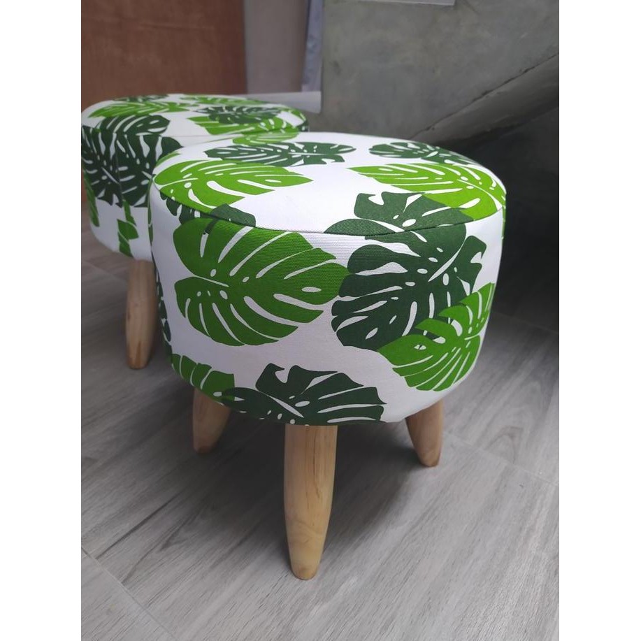 Kursi Sofa Stool Bulat Kanvas Motif / Kursi Stool 40Cm Furniture Seo