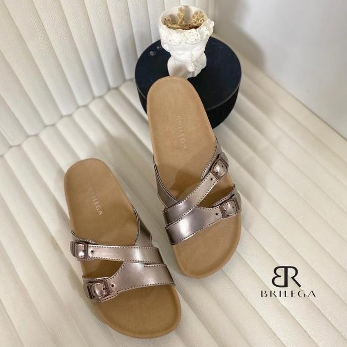 BRILEGA HAILEY Sandal Casual Wanita Dengan Ketinggian Sole 3cm Sandal Puyuh Silang Tersedia Dari ( U