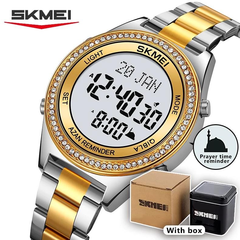 Skmei Women Worship Direction Indication Muslim Azan Digital Watch Led Light Watch Pilgrimage Time R