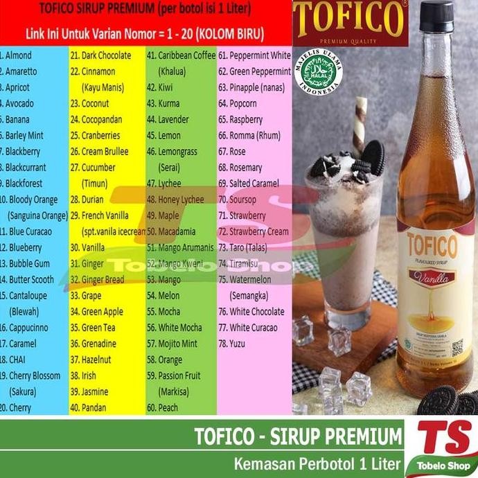 

TOFICO SIRUP (1Liter) untuk no. 1 - 20 / TOFICO SYRUP / SIRUP TOFICO / SYRUP TOFICO