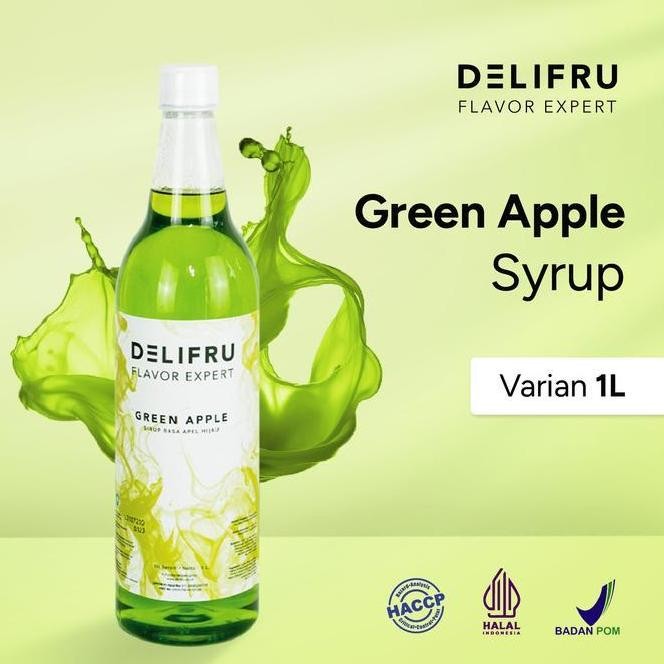

(SALE) DELIFRU SYRUP GREEN APPLE - SIRUP APEL HIJAU 1 LITER