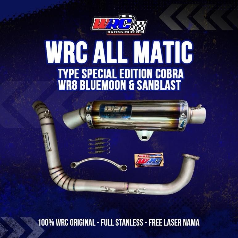 Wrc Knalpot  Racing Type Special Edition Cobra Wr8 Bluemoon & Sanblast All Matic Free Request 100% W