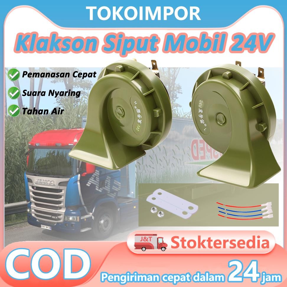 ''Terlaris" Klakson Keong Horn Set Super Tone Hella Waterproof Anti Air Double 24 V Suara Seperti De