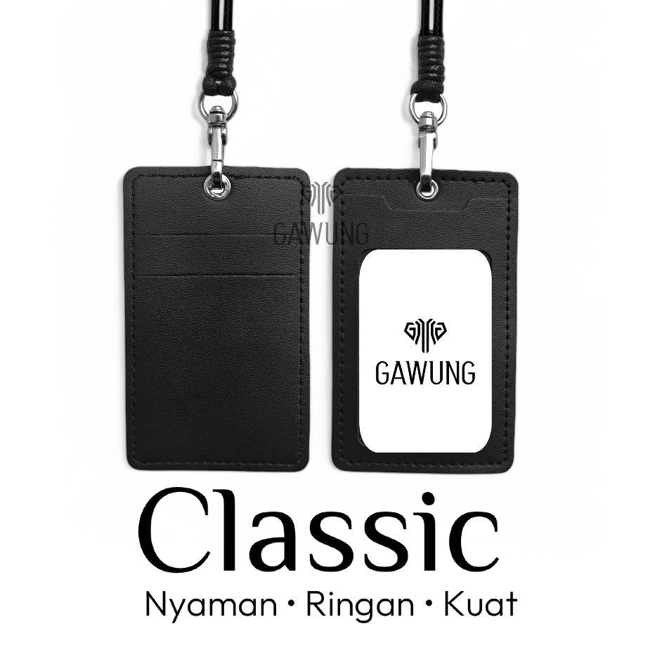 

Id Card Holder Lanyard Kulit Aws Kalung Name Tag Kantoran Chawss