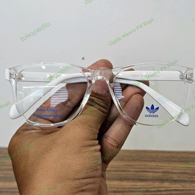 kacamata pria wanita kotak adidas 58946 transparan bening putih