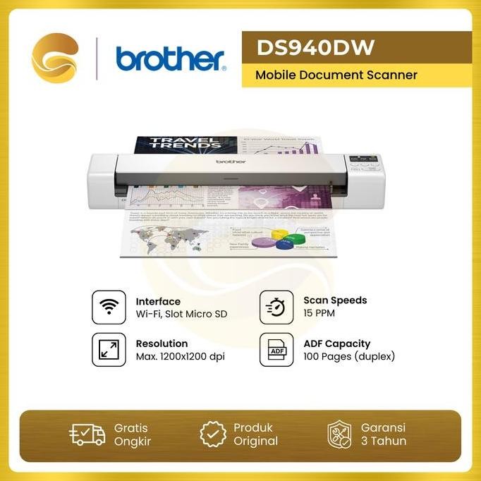 BROTHER SCANNER DS940DW PORTABEL MOBILE SCANNER DS 940DW DS940 DW 940 ORIGINAL DAN TERPERCAYA