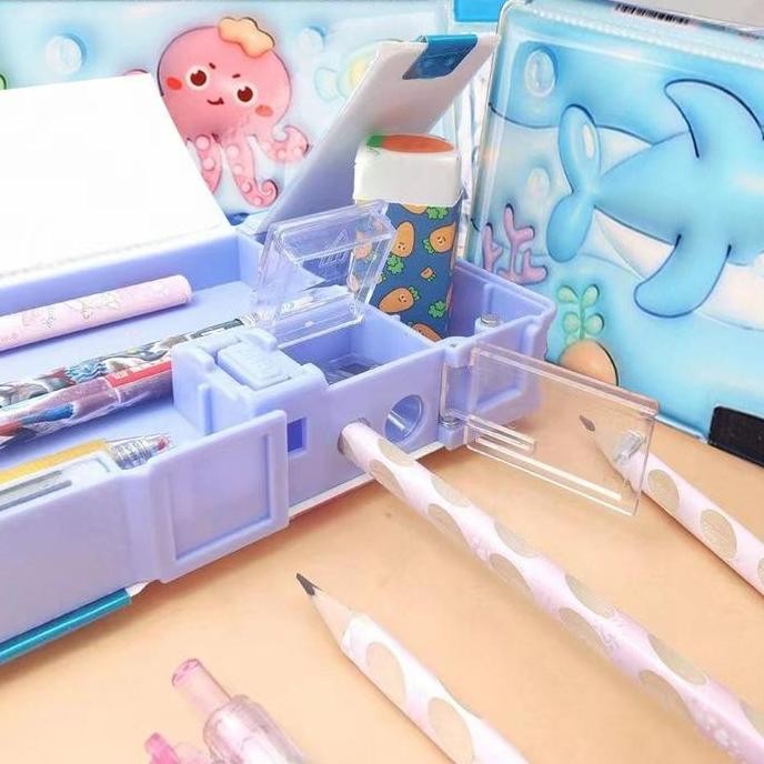 

Baru Kotak Pensil Anak 3D Karakter Blue Whale Lucu Waterproof Lowa St-032
