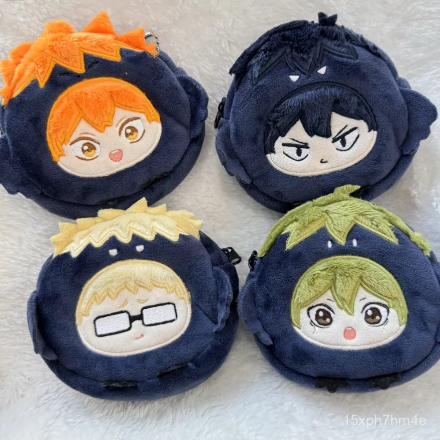 Haikyuu Merchandise Earphone Case Plush Doll Tsukishima Kiyoomi Hinata Kageyama Anime Coin Purse JES