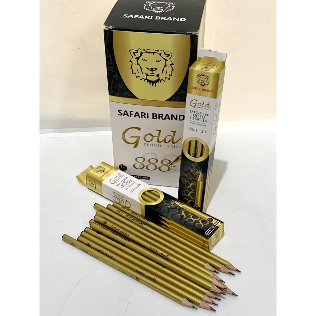 

12 Pcs SF-888 Pensil 2B Standar Ujian Komputer Safari Gold Lebih Elegan Graphite Pencil Extra Dark Tanpa Raut