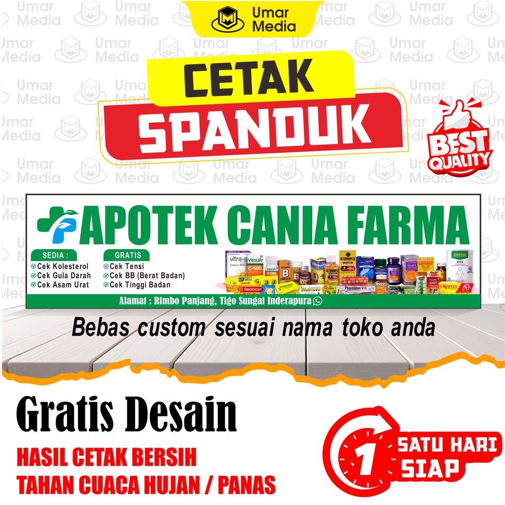 Spanduk Apotik Banner Apotek Baliho Toko Obat Spanduk Toko Herbal Cetak Spanduk Satu Hari Siap