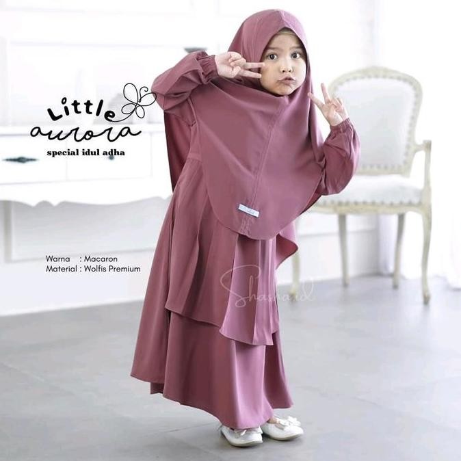 AURORA KIDS BY SHAHIA SYAR'I VOL 4 | GAMIS KIDS SET SYAR'I CADAR PREMIUM MURAH |  GAMIS WOLFIS PREMI