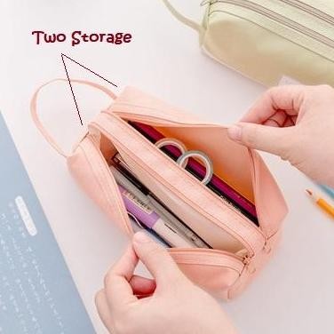 

Baru Kotak Pensil Dua Kantong Motif Stripe [Pencil Bag] Two Storage Case
