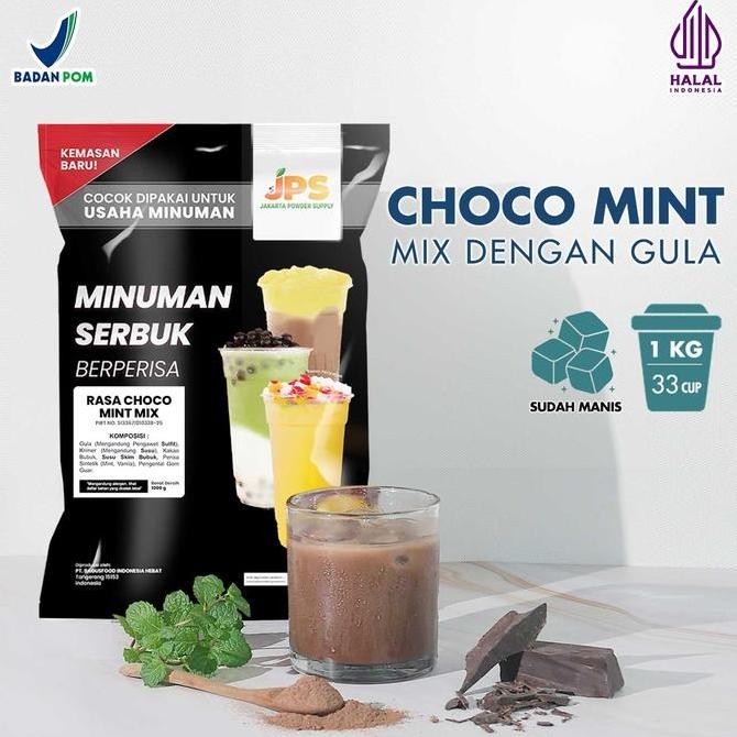 

baru bubuk minuman choco mint jps 1kg - mix powder rasa cokelat mint mengandung gula
