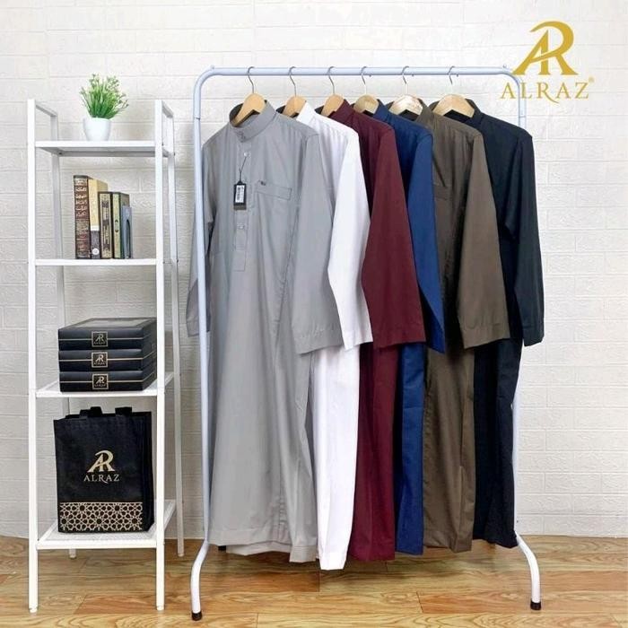 Alraz Fashion Muslim Pria Baju Gamis Jubah Alraz Katun Kancing Reguler Original Dewasa