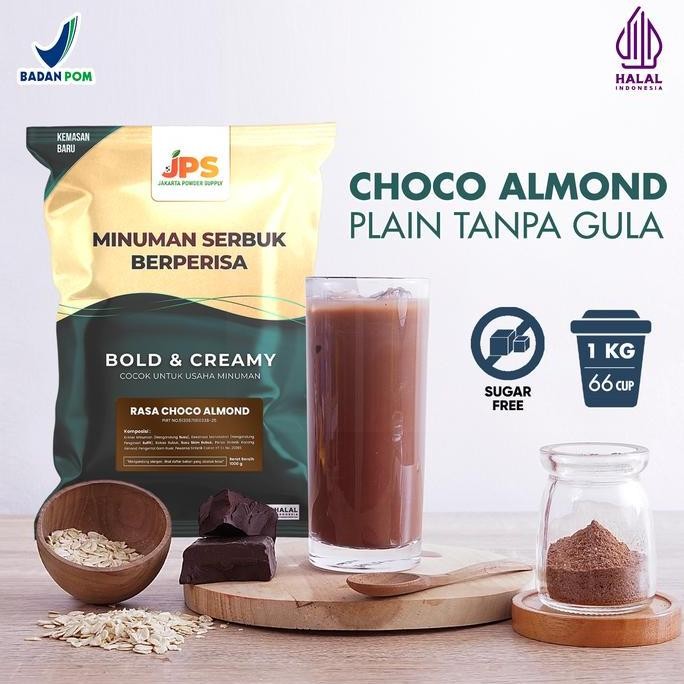 

baru jps bubuk minuman choco almond 1kg - serbuk minuman coklat almond tanpa gula