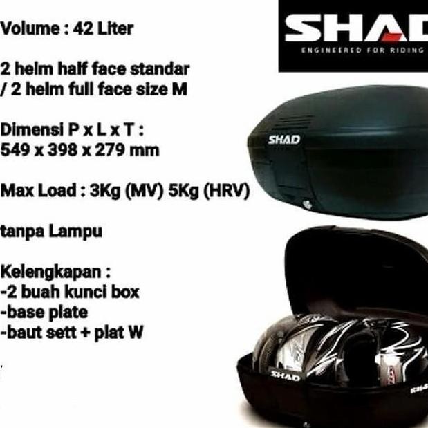 Top Box Belakang Motor Shad 42 Orinal Universal semua motor