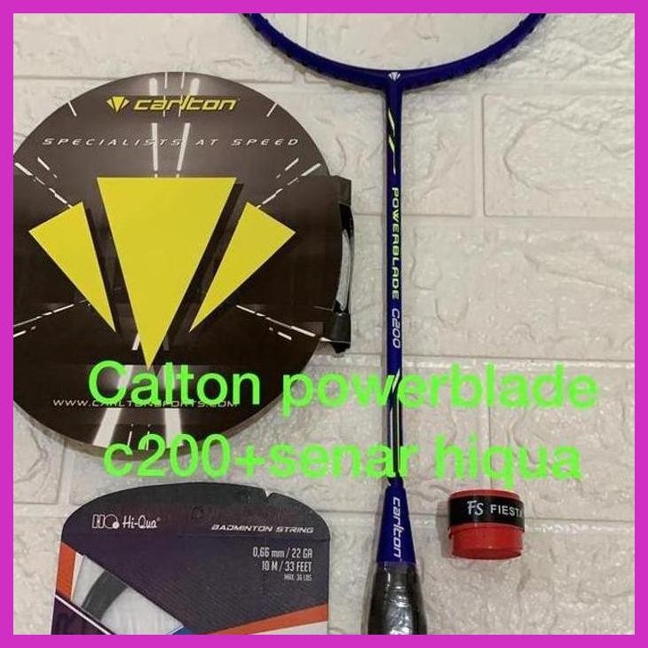(OLAHRAGA) RAKET BADMINTON CARLTON POWERBLADE C200+GRIP+SENAR HIQUA MICRO 66 ORI GOOD QUALITY