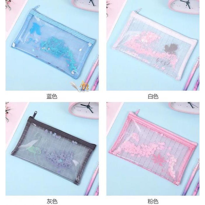 

Baru Tempat Pensil Zipper Transparan Warna Warni Size S - Pencil Case Bening Lucu