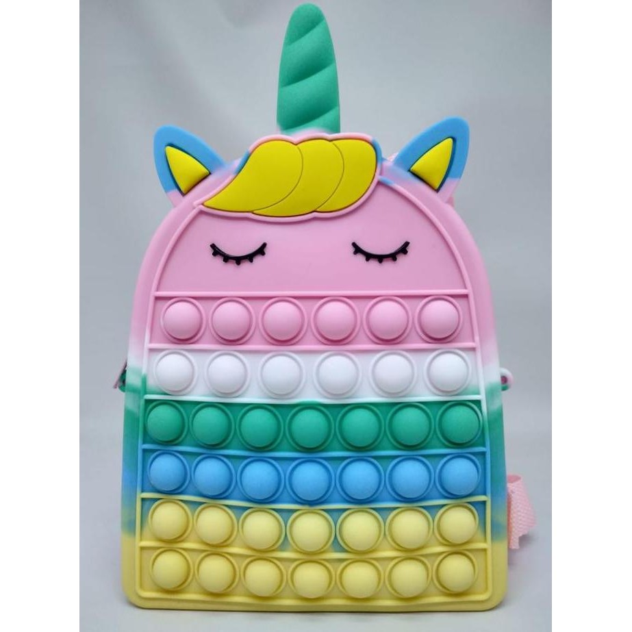 Baru Tas Ransel Anak Jumbo Pop It Karakter Kartun Kupu-Kupu & Unicorn Rainbow Backpack Lucu