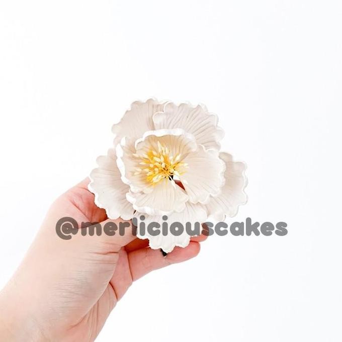 

Promo Peony White Putih Bunga Gumpaste Flower Cake Kue Topper COD
