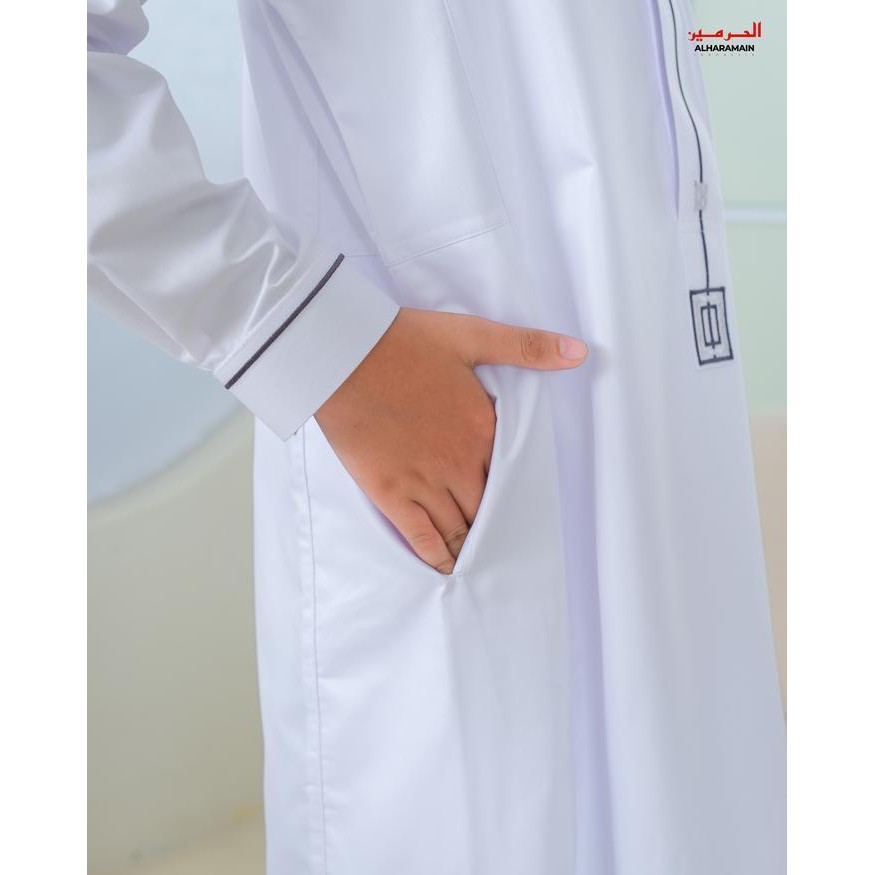 Al Haramain Jubah / Gamis Pria Remaja & Dewasa Slimfit Lgh (006) / Jubah Al Haramain | Putih Gki