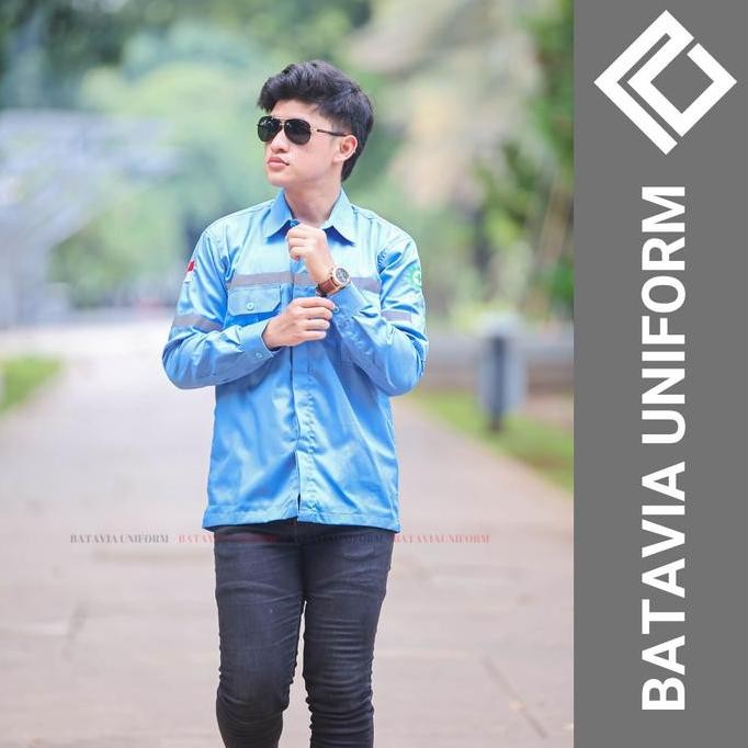 Kemeja Safety K3 By Batavia Uniform - Baju Seragam Kerja Atasan Wearpack Lengan Panjang Pria Wanita 