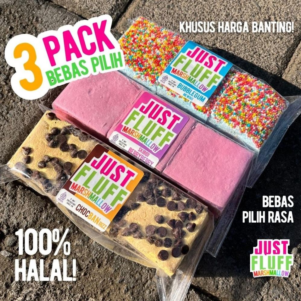 

3 Pack Marshmallow JustFluff [BEBAS PILIH] [9 KOTAK] [HALAL] Gourmet Marshmallow JustFluff [3 PACK]