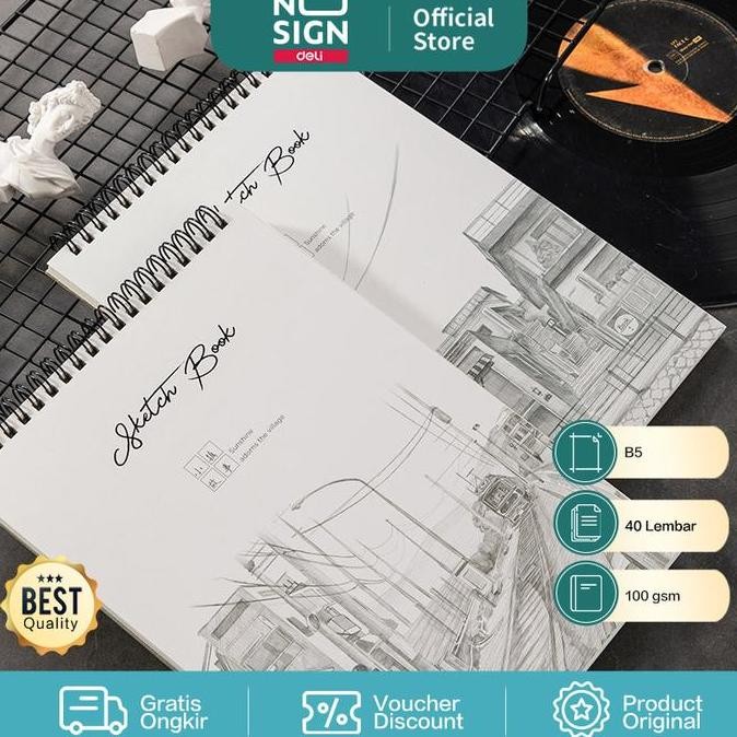 

Sale Deli Sketch Book / Buku Gambar Spiral Vertikal B5 40 Lbr 100 Gsm 73628