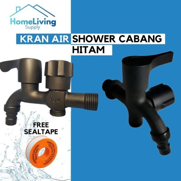 BARU KRAN AIR SHOWER 2 CABANG WARNA HITAM KRAN MULTIFUNGSI