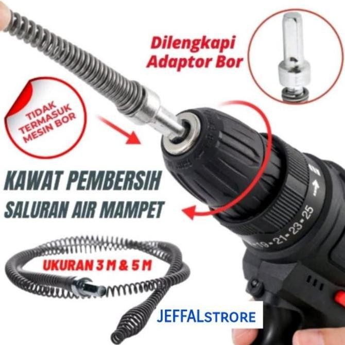 Terbaru Kawat Pembersih Saluran Pipa Mampet Dengan Adaptor Bor Panjang