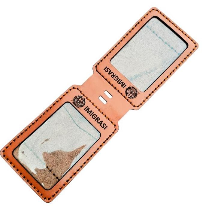 

Id Card Holder Kulit 2 Sisi Name Tag Lanyard Free Nama Logo Foto
