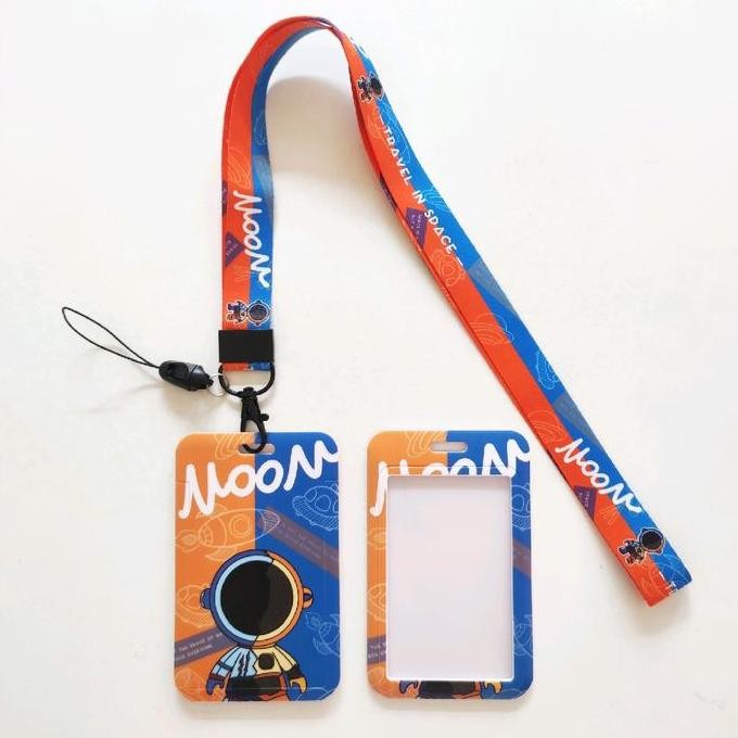 

New ID Card Holder Name Tag Lanyard / Kalung Wadah Kartu Identitas Astronaut Space Moon Nasa Tali
