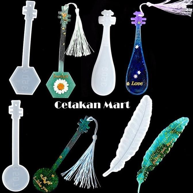

New CM Cetakan Resin Epoxy Craft DIY Pembatas Buku Music Set isi 4 Silikon