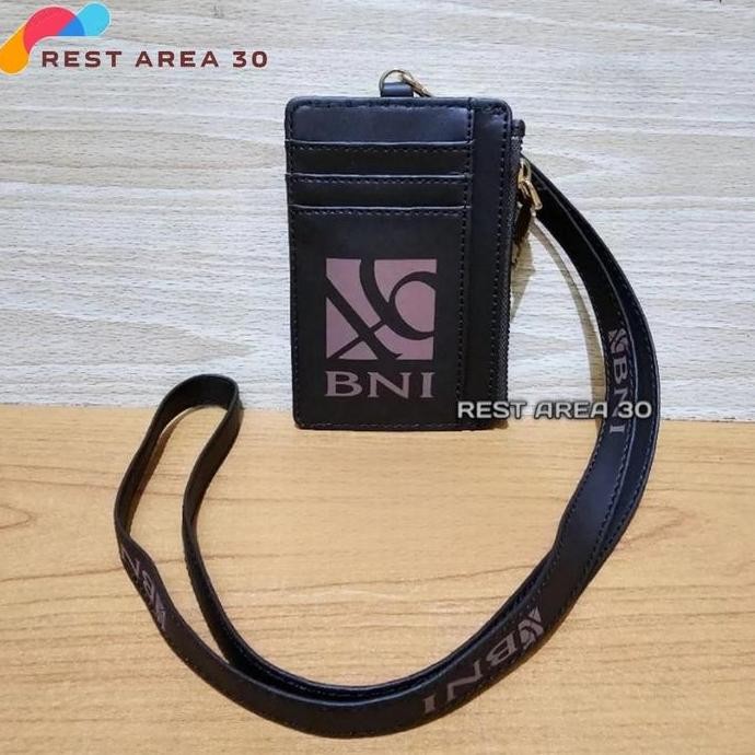 

New ID Card Holder Tali Lanyard Name Tag Model Resleting Logo BANK BNI