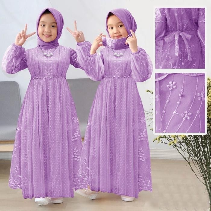 Gamis Anak Perempuan Muslim Gamis Pesta Brokat Mewah Baju Dress Kid